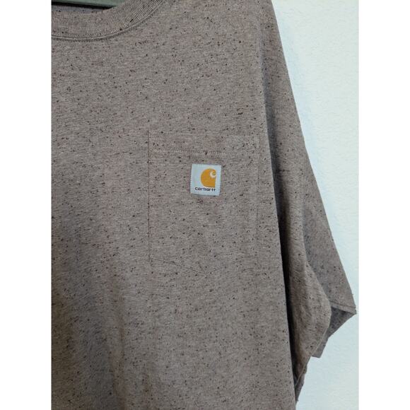 CARHARTT Men 4X Loose Fit Heavyweight Short-Sleeve Pocket T-Shirt Speckled Beige - Picture 2 of 6